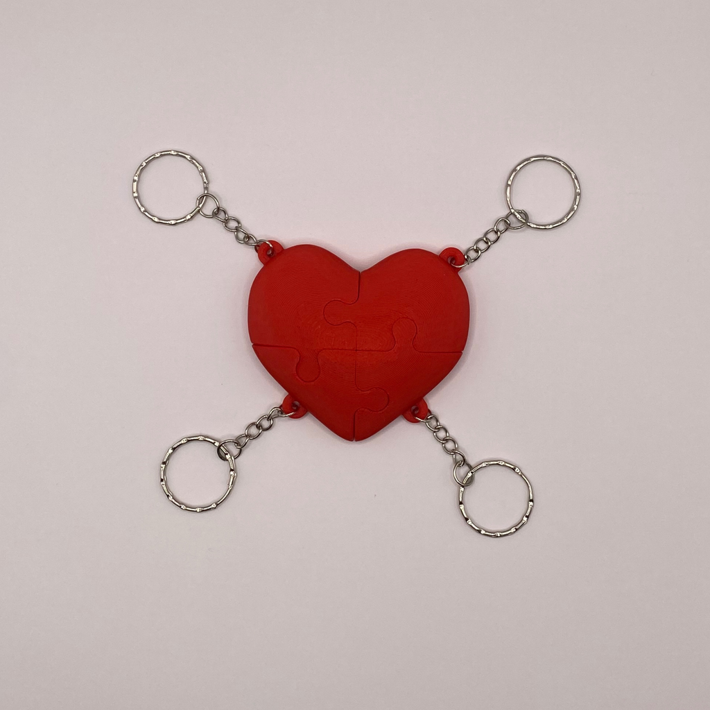 Friendship Keychain | Heart Puzzle | 4 Piece | Bag Charm