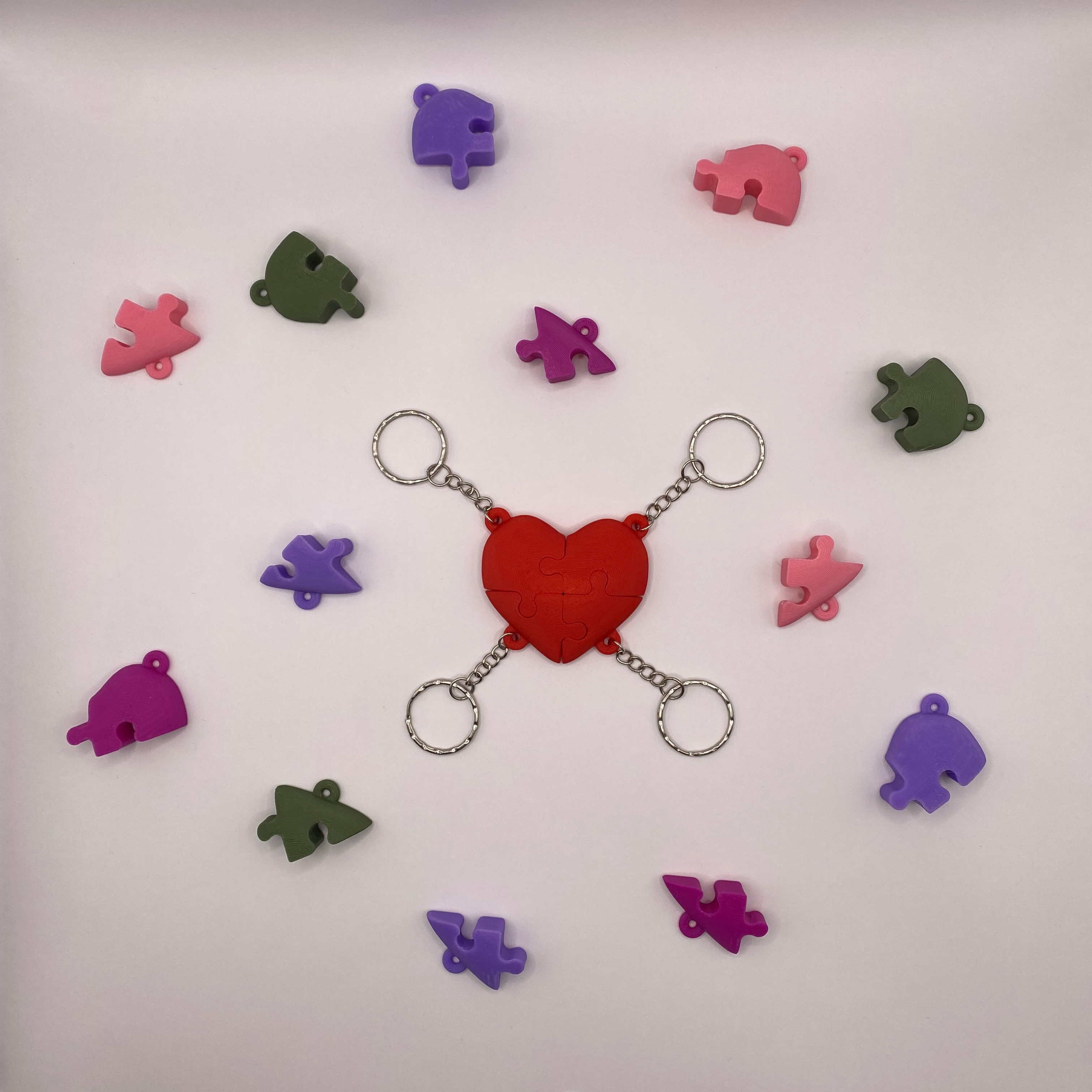 Friendship Keychain | Heart Puzzle | 4 Piece | Bag Charm