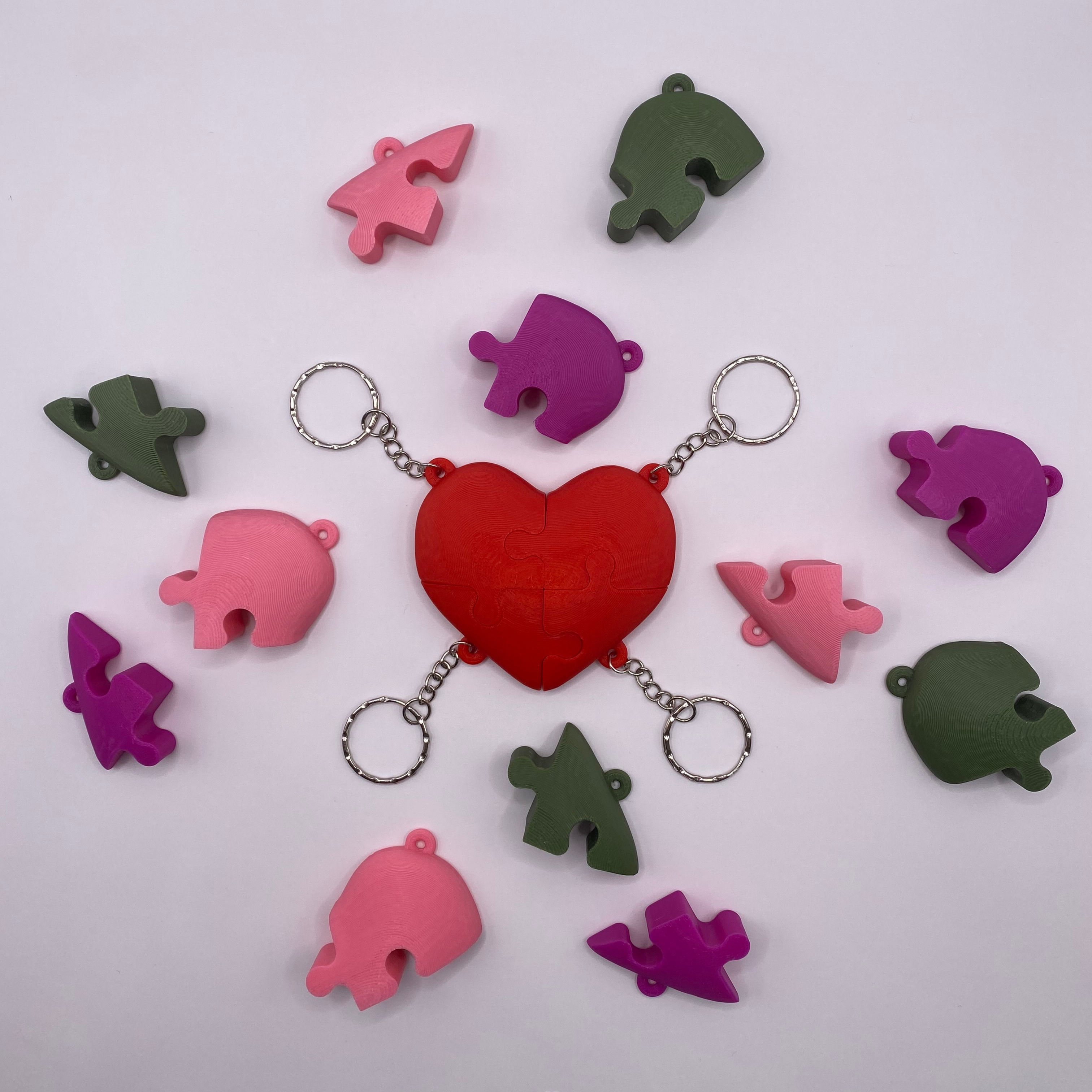 Friendship Keychain | Heart Puzzle | 4 Piece | Bag Charm